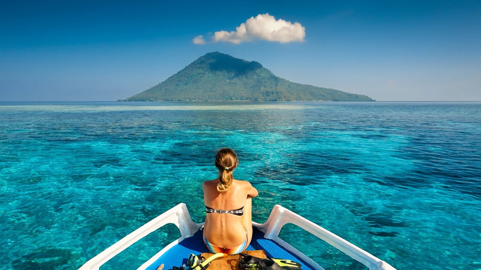 Scuba diving over coral walls in Bunaken National Marine Park, Sulawesi, Indonesia